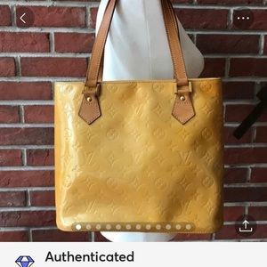 •LOUIS VUITTON HOUSTON ZIP YELLOW VERNIS SATCHEL